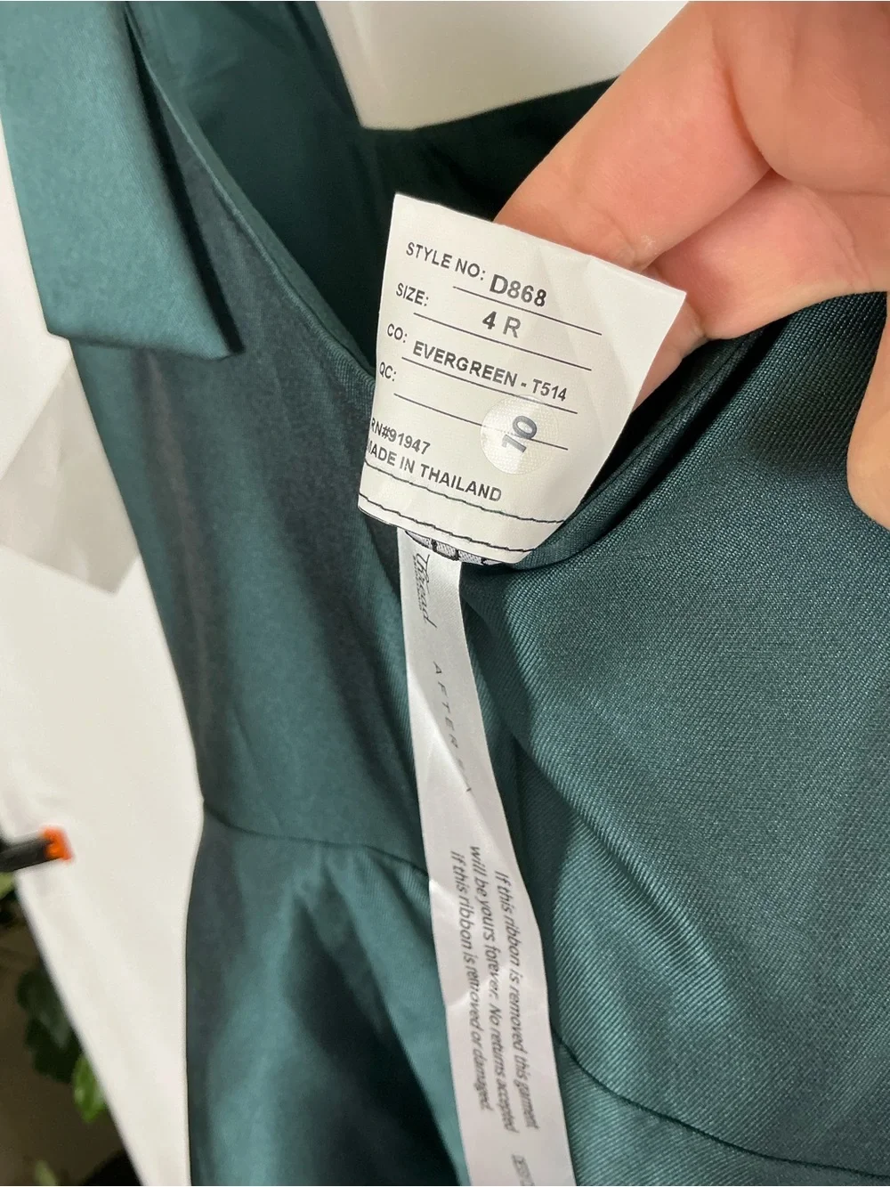 ALFRED SUNG Emerald Green Satin-Twill Maxi Dress with Shoulder Ties - Picture 7 of 7